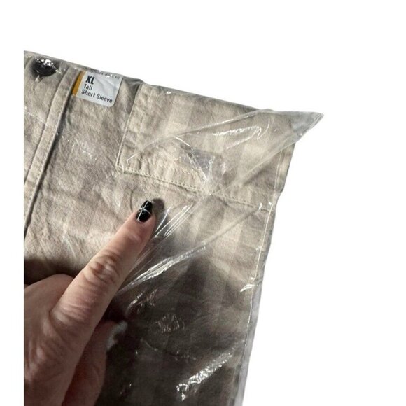 Carhartt Men's Sz XL Tall Loose Fit Tan Plaid Short Sleeve Button Down Shirt NWT - Picture 7 of 7